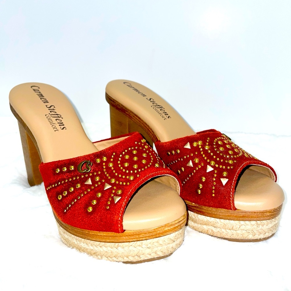 NWOT RARE HTF Carmen Steffens Mules Heels Slip on Sandals‎ 6.5